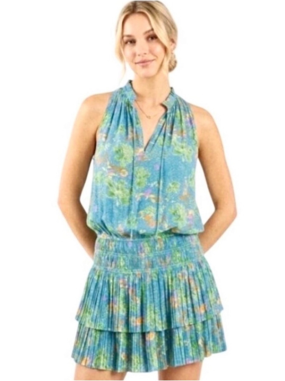 Current Air Pleated Tiered Mini Dress size S